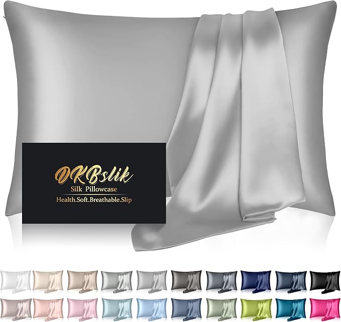 Silk Pillowcase for Hair and Skin, Mulberry Silk Pillow Cases Queen Size by HOME