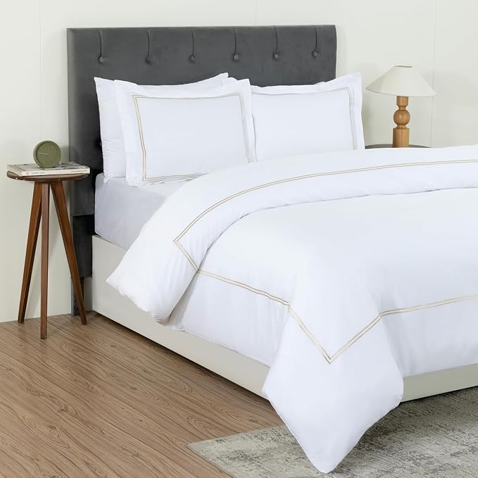 Dreamology White Duvet Cover Luxury Hotel Quality Bedding Set 100% Cotton - Image 4