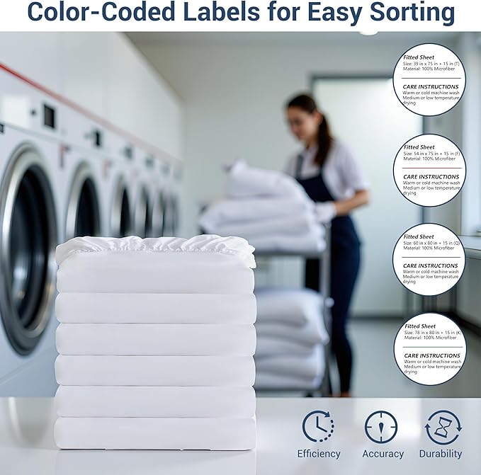 White Bulk Twin Fitted Sheet Only Deep Pocket 6 Pack, Quick Sort Bottom Bed - Image 6