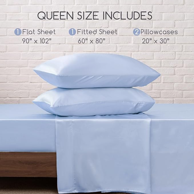 MR&HM Satin Bed Sheets, Queen Size Sheets Set - Image 7