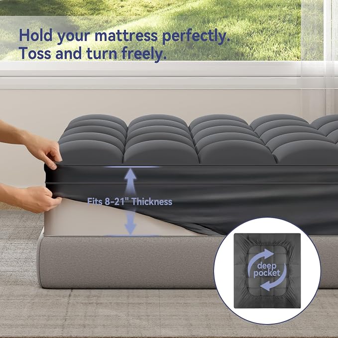 ELEMUSE RV Short Queen Grey Mattress Topper - Image 6