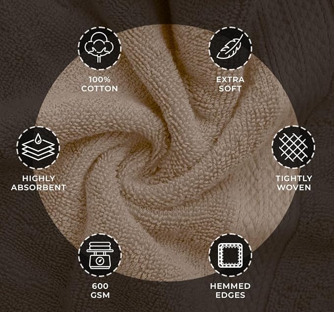 Avalon Towels Beige Bath Towels Set of 4 pcs, 100% Cotton Towel Absorbent and - Image 6