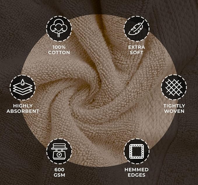 Avalon Towels Luxury 8 Piece Beige Towels Set, 2 Bath Towels, 2 Hand Towels and - Image 5
