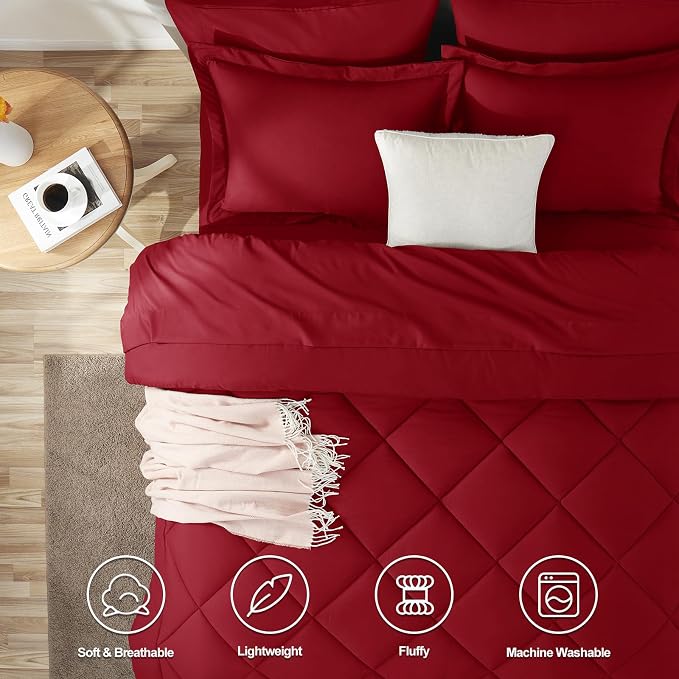 CozyLux Full Size Comforter Sets Dark Red - Image 2