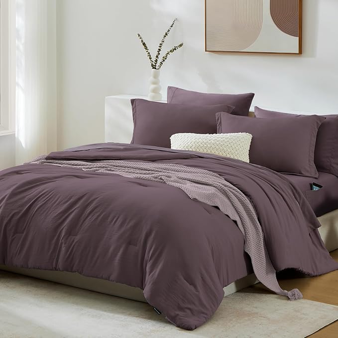 WRENSONGE Oversize King Size Comforter Set- 7 Pieces Artic Plum Bed in a Bag - Image 3