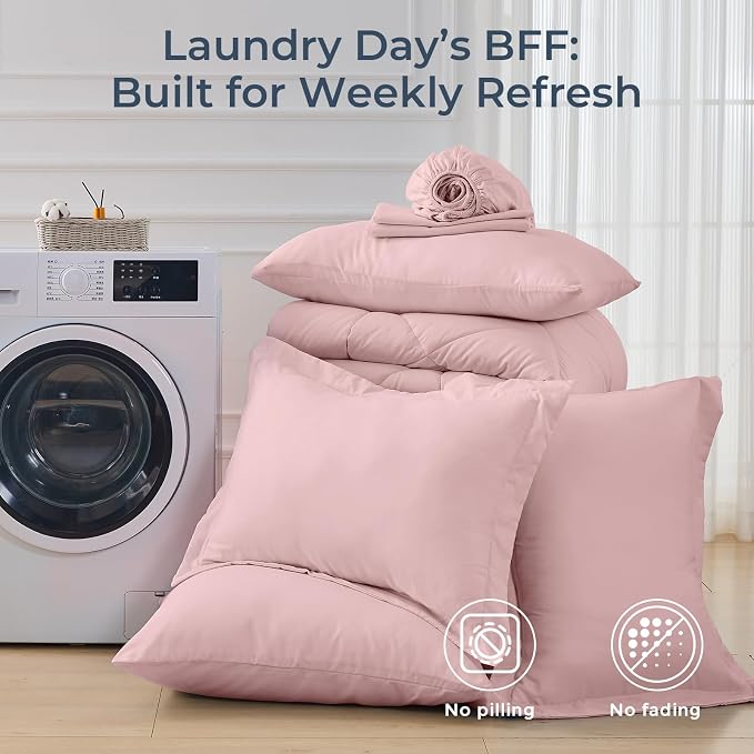 HEVUMYI Dusty Pink King Comforter Set - Image 7