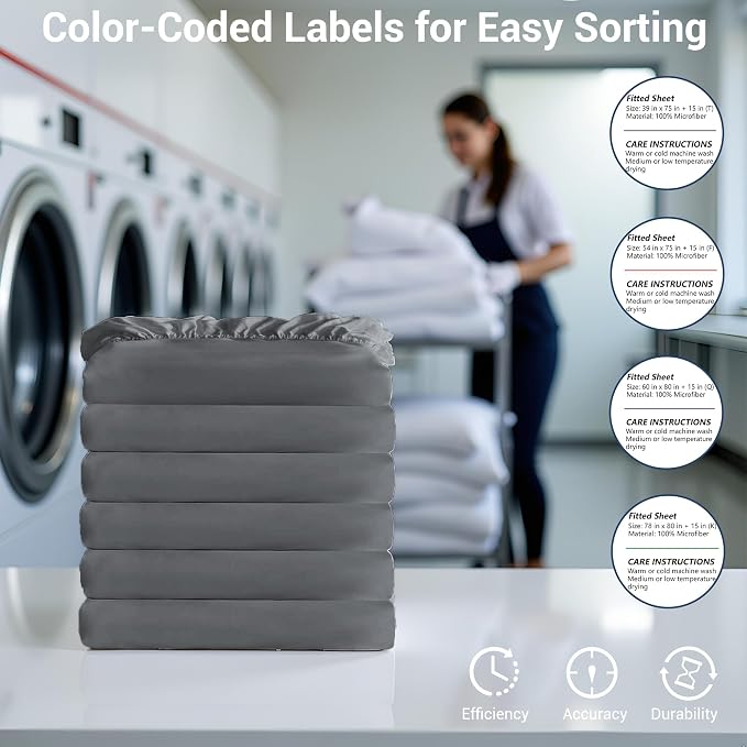 Bulk Twin Fitted Sheet Only Deep Pocket 6 Pack, Quick Sort Bottom Bed Sheets - Image 6