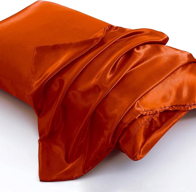Aormenzy Satin Body Pillow Cover Set of 2, 20x54 Inches Burnt Orange Body - Image 3