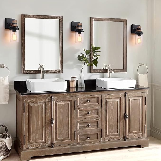 1-Light Rustic Wall Sconces Farmhouse Bathroom Light Fixtures Over Mirror - Image 5