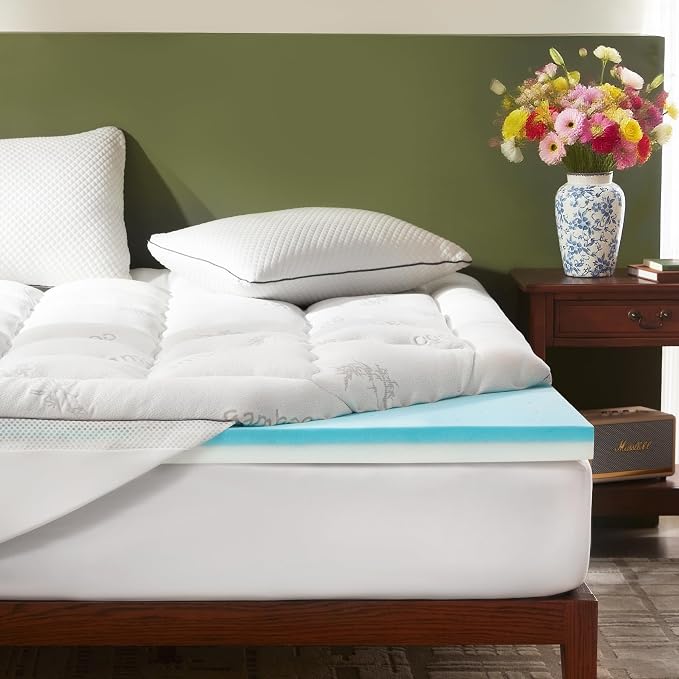 BEDLORE 4 Inch Memory Foam Mattress Topper Queen, 2-in-1 Dual Layer Design by Bedlore