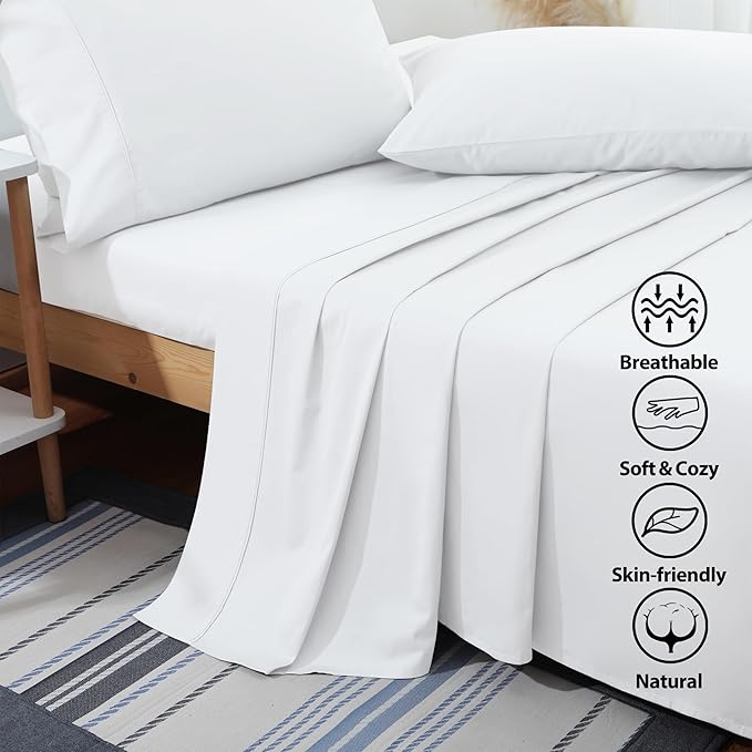 Flat Sheet Only 2 Pack, Queen Size 400 Thread Count 100% Egyptian Cotton Flat - Image 2