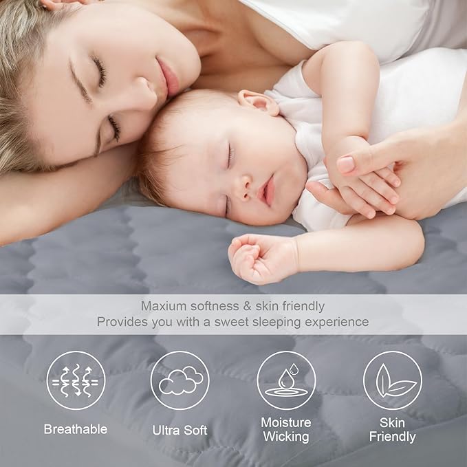 Twin Extra Long Mattress Protector Pad Waterproof Quilted, Breathable & Cooling - Image 2