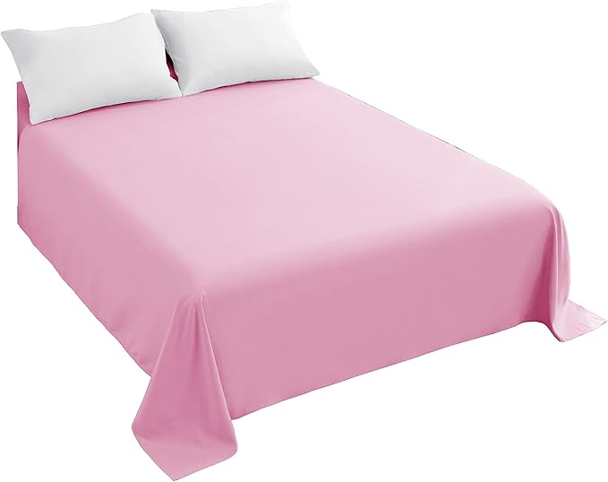Sfoothome Bedding Flat Sheet, King Pink Top Sheet by Sfoothome