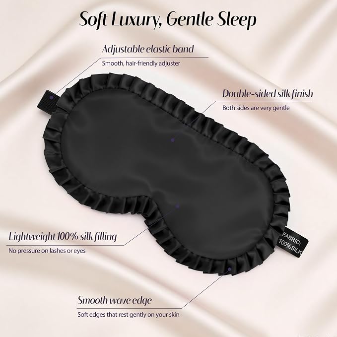 Silk Sleep Mask for Women: 100% Mulberry Silk Eye Mask, Soft Wavy Edge Eye - Image 4