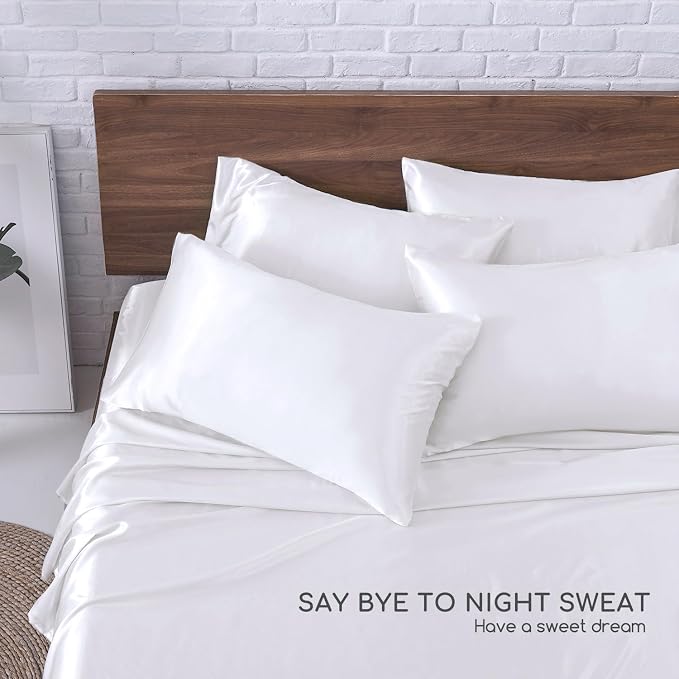 MR&HM Satin Bed Sheets, King Size Sheets Set - Image 6