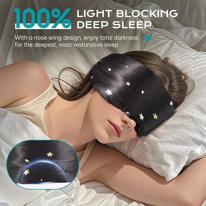MUSICOZY Silk Sleep Mask for Women Men, Ultra-Soft Mulberry Silk Eye Mask - Image 3