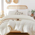 ROSGONIA King Size Comforter Set Ivory by ROSGONIA