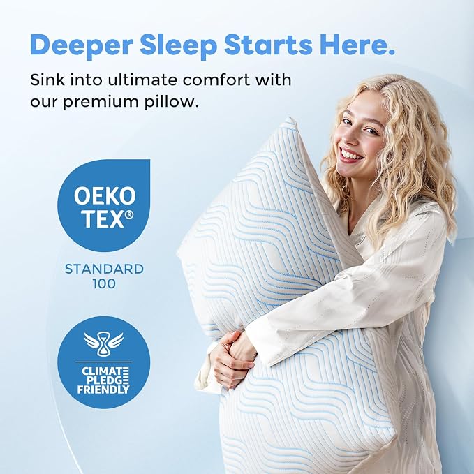 Cooling Bed Pillows for Sleeping 2 Pack Shredded Memory Foam Pillows Queen Size - Image 2