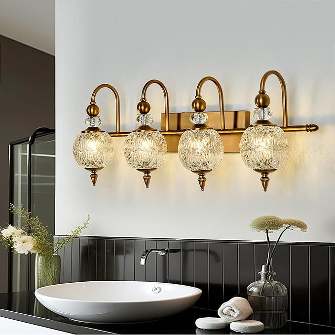 Piepooye Vintage Bathroom Light Fixtures Gold Vanity Light - Image 7