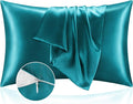 BEDELITE Satin Pillowcase with Zipper, Teal King Size Pillow Cases Set of 2 by BEDELITE