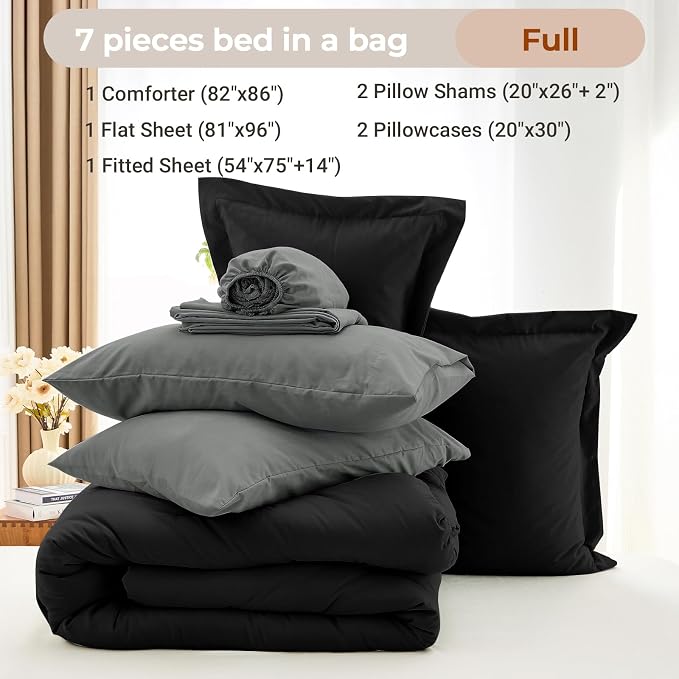 MUXHOMO 7 Pieces Full Comforter Set, Soft Bed in a Bag Full Size, All Season - Image 4