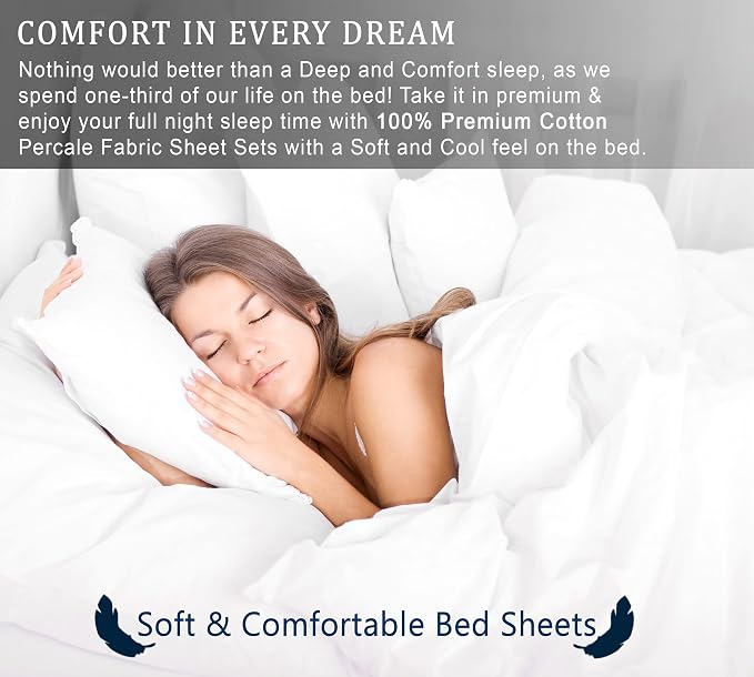 RUVANTI 100% Cotton Sheets – Twin Size Percale Bedding, Cooling & Breathable - Image 8