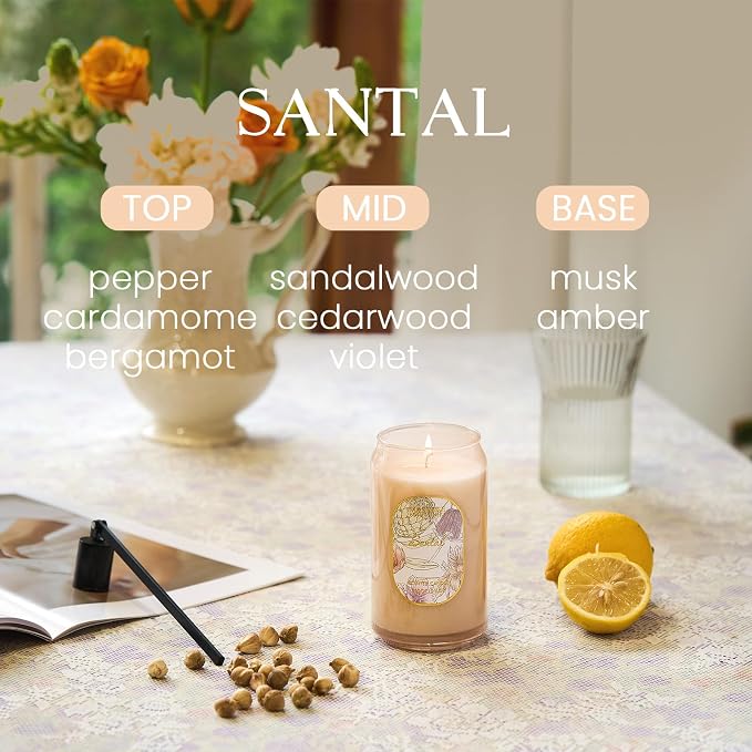 M&SENSE Santal Candles for Home Scented, 10.6 Oz Soy Wax Candles Non Toxic Jar - Image 2