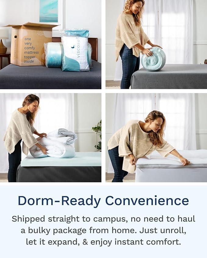 ViscoSoft 4 Inch Pillow Top Memory Foam Mattress Topper Full XL - Image 5