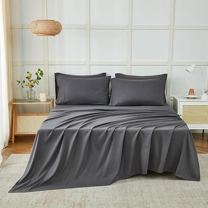 ILAVANDE Grey Queen Sheets Set 6 Piece, Hotel Luxury Super Soft 1800 Series - Image 2