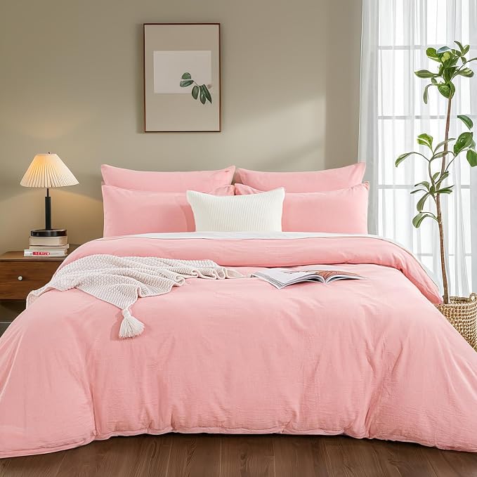 NEXHOME PRO Duvet Cover Twin 100% Washed Cotton, Organic Natural Linen Like - Image 2