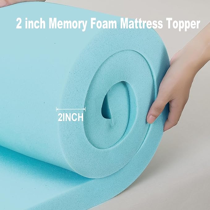 Memory Foam Mattress Topper 2inch+2inch Full, Pressure-Relieving Bed Topper - Image 4