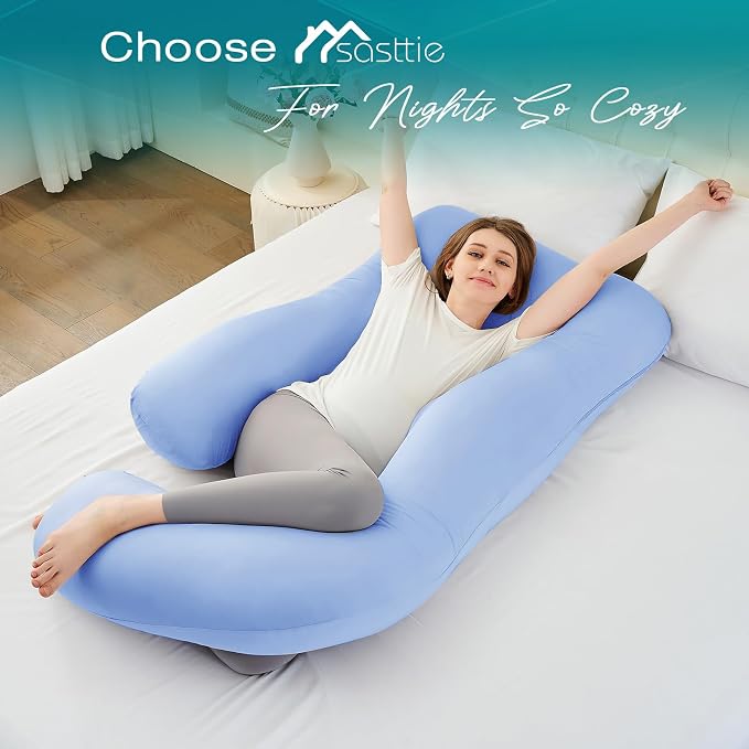 Sasttie Pregnancy Pillows for Sleeping, U Shaped Cooling Full Body Pillow - Image 7