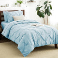 CozyLux Twin XL Comforter Set Light Blue, 5 Pieces Twin Extra Long Pintuck Bed by CozyLux
