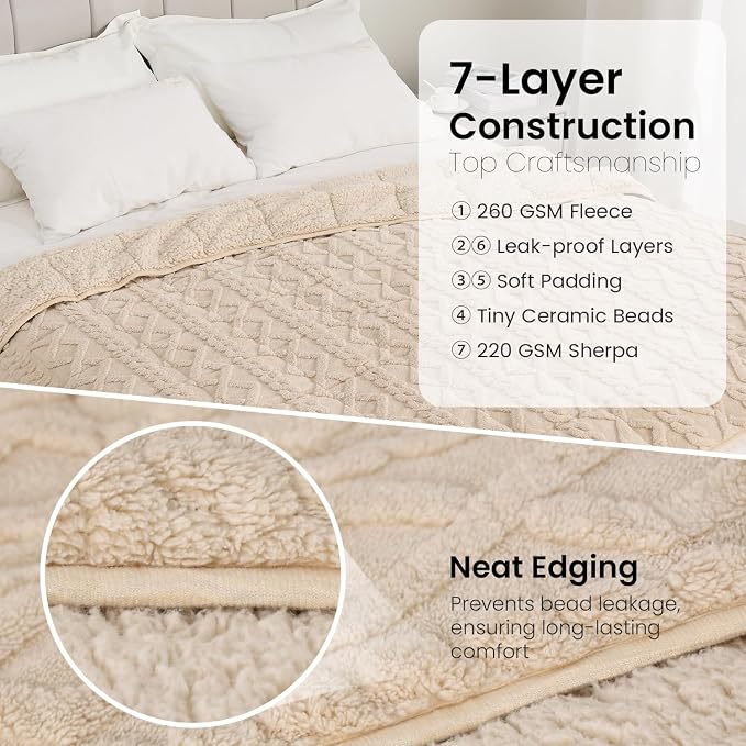 20lbs Weighted Blanket for Adults, Dual Sided Cozy Soft Fleece Bed Blanket for - Image 6