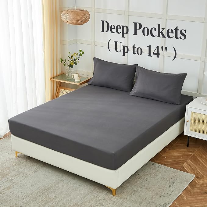 ILAVANDE Grey Sheets Set, Super Soft Microfiber Bed Sheets Set-Wrinkle Free & - Image 5