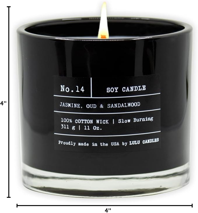 Lulu Candles | Jasmine, Oud & Sandalwood | Luxury Scented Soy Jar Candle | Hand - Image 4