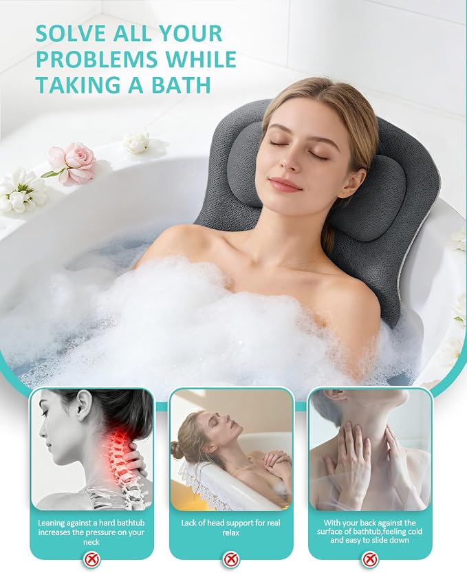 Full Body Bath Pillow for Bathtub, 5D Thick Tub Pillow for Bathtub - Image 3
