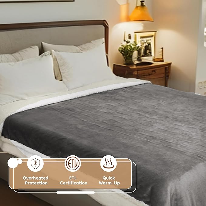 LaffyLo Heated Throw Blanket 50 x 60, Fast Heating Electric Blanket, Dual-Sided - Image 4