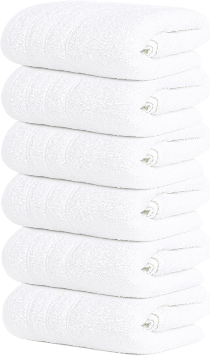 Tens Towels Pack of 6 Hand Towels, 100% Cotton, Lighter Weight, Quick to Dry by TensTowels