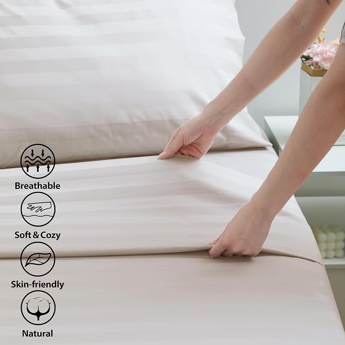 Cotton Calking Flat Sheet Only, 600 Thread Count 100% Egyptian Cotton Top Sheet - Image 3