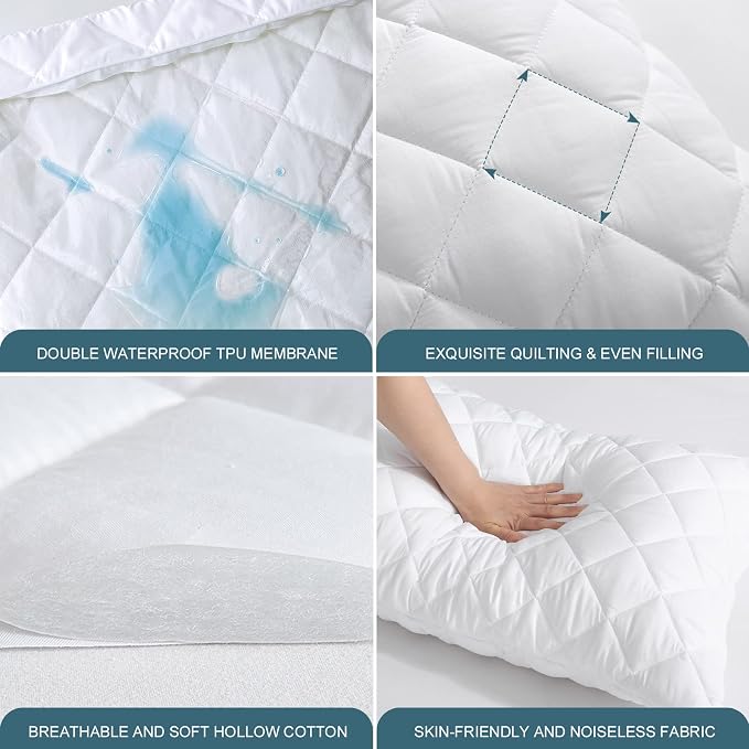UNILIBRA Waterproof Pillow Protector Quilted Standard Size - Image 3