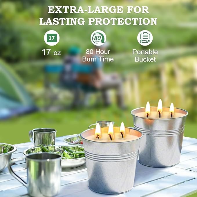 Set of 2 Citronella Outdoor Candle - 17 oz Large 3-Wick Soy Wax Candle - Image 5