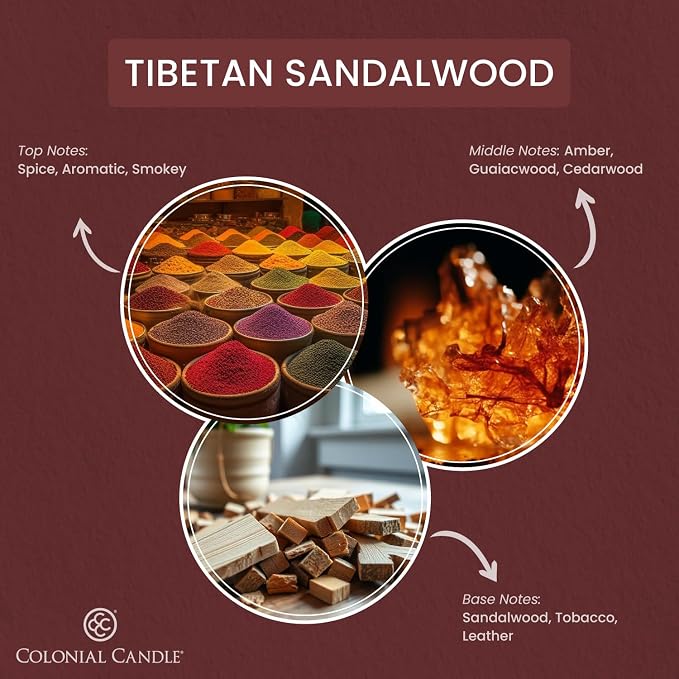 Colonial Candle Tibetan Sandalwood Scented Candle Jar, Highly Fragranced Candles - Image 2