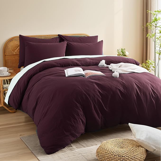 NEXHOME PRO Duvet Cover Set Kids Twin Size Linen Look Textured Organic Natural - Image 2