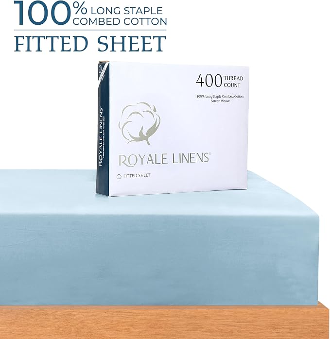 Royale Linens 400 Thread Count 100% American Grown Cotton Fitted Sheet Full Size - Image 2