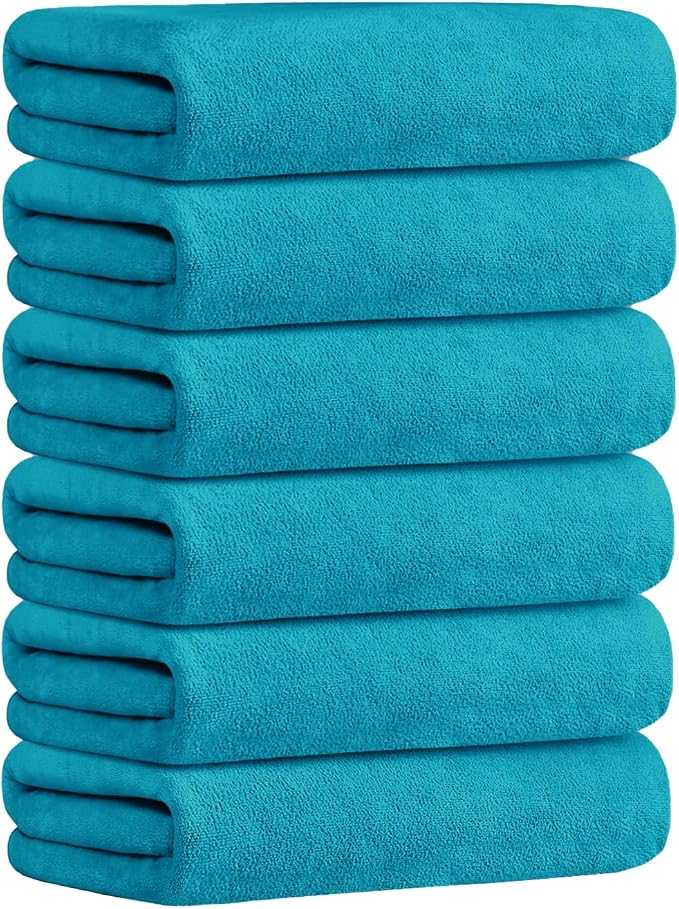 JML Large Microfiber Bath Towels Set of 6, Super Absortbent, Fast Drying by JML