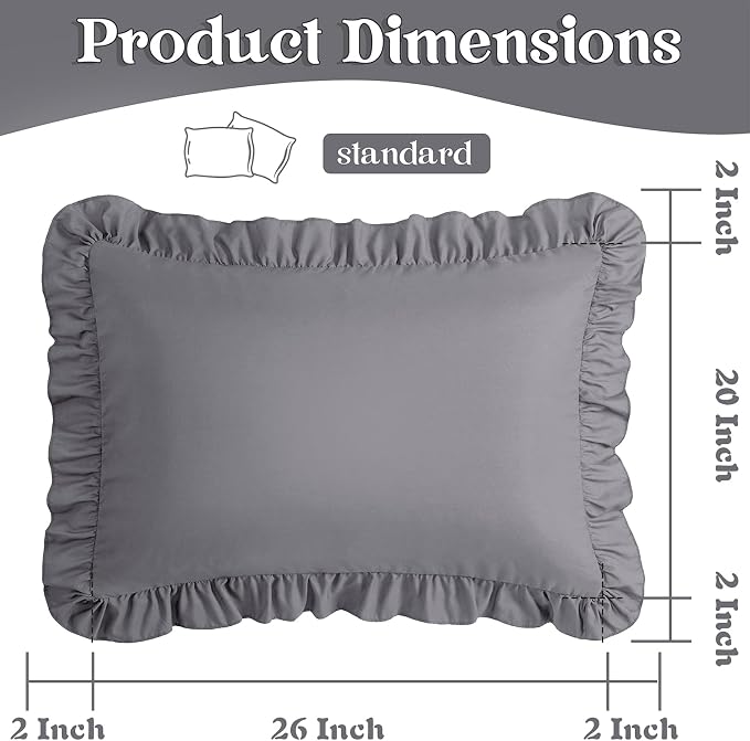 KKJIAF Ruffle Pillow Cases Standard Size Set of 2, Ruffled Pillow Covers - Image 3