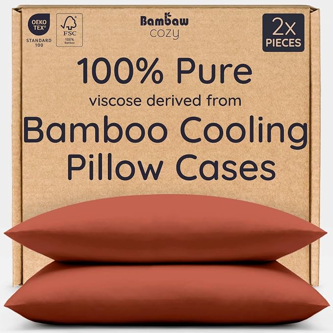 Bambaw 100% Viscose Derived from Bamboo Pillowcases Standard Size – Set of 2 by Bambaw