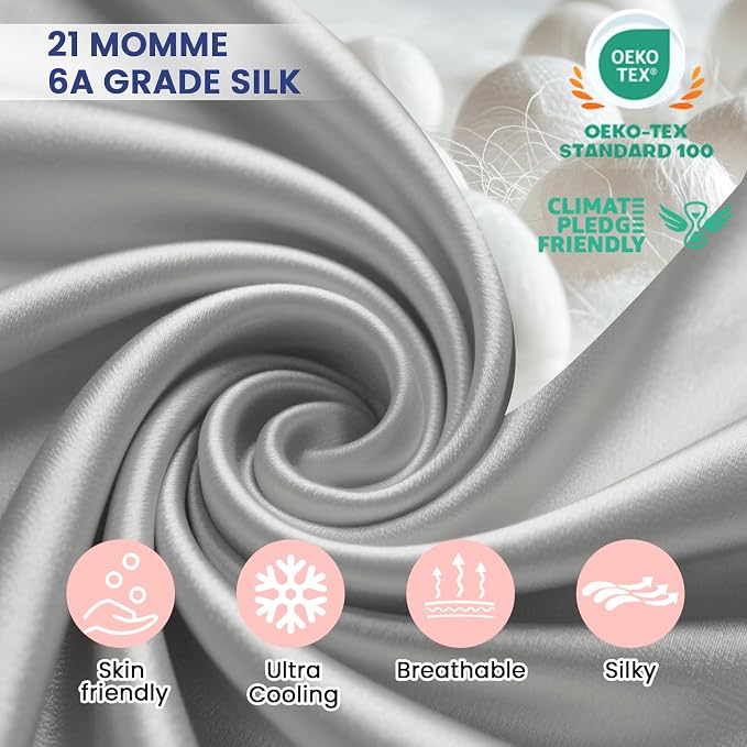 Ravmix Silk Pillow Cases with Zipper, 21momme Mulberry Silk Pillowcase - Image 7