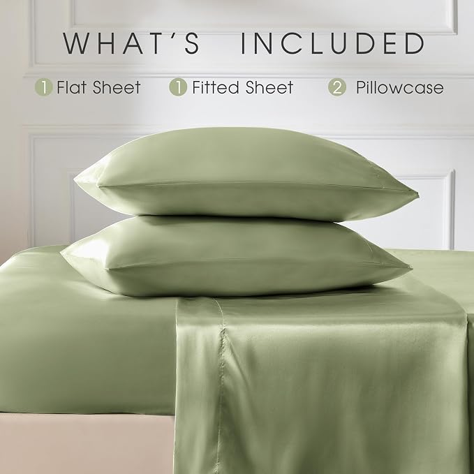 FreshCulture Satin Sheets Queen Size Bed Set- 4 Piece Luxury Soft Silky Queen - Image 3